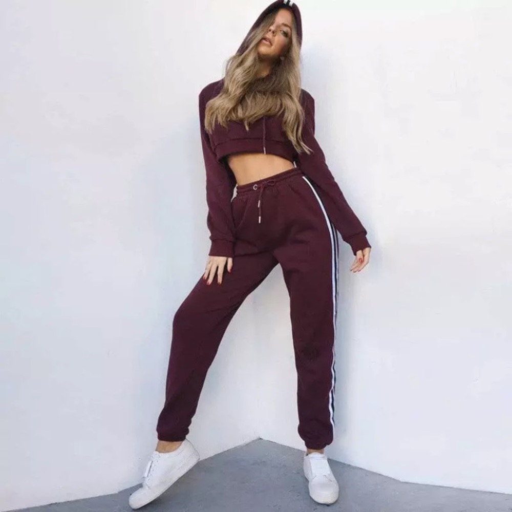 Fashion nova two piece burgundy set